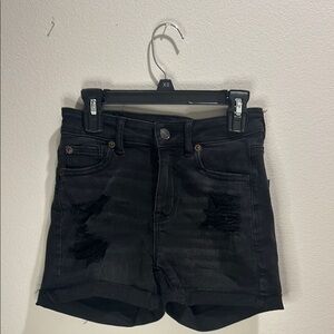 American Eagle Outfitters Black Jean Shorts Frayed Hem